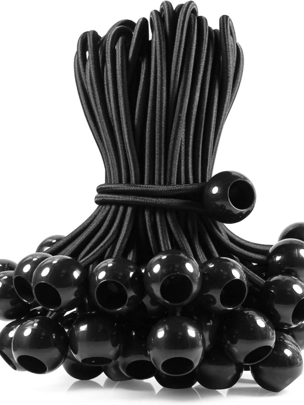 50 Pcs Ball Bungee Cords 6 Inch Black Heavy Duty Outdoor for Tarp Tie Downs